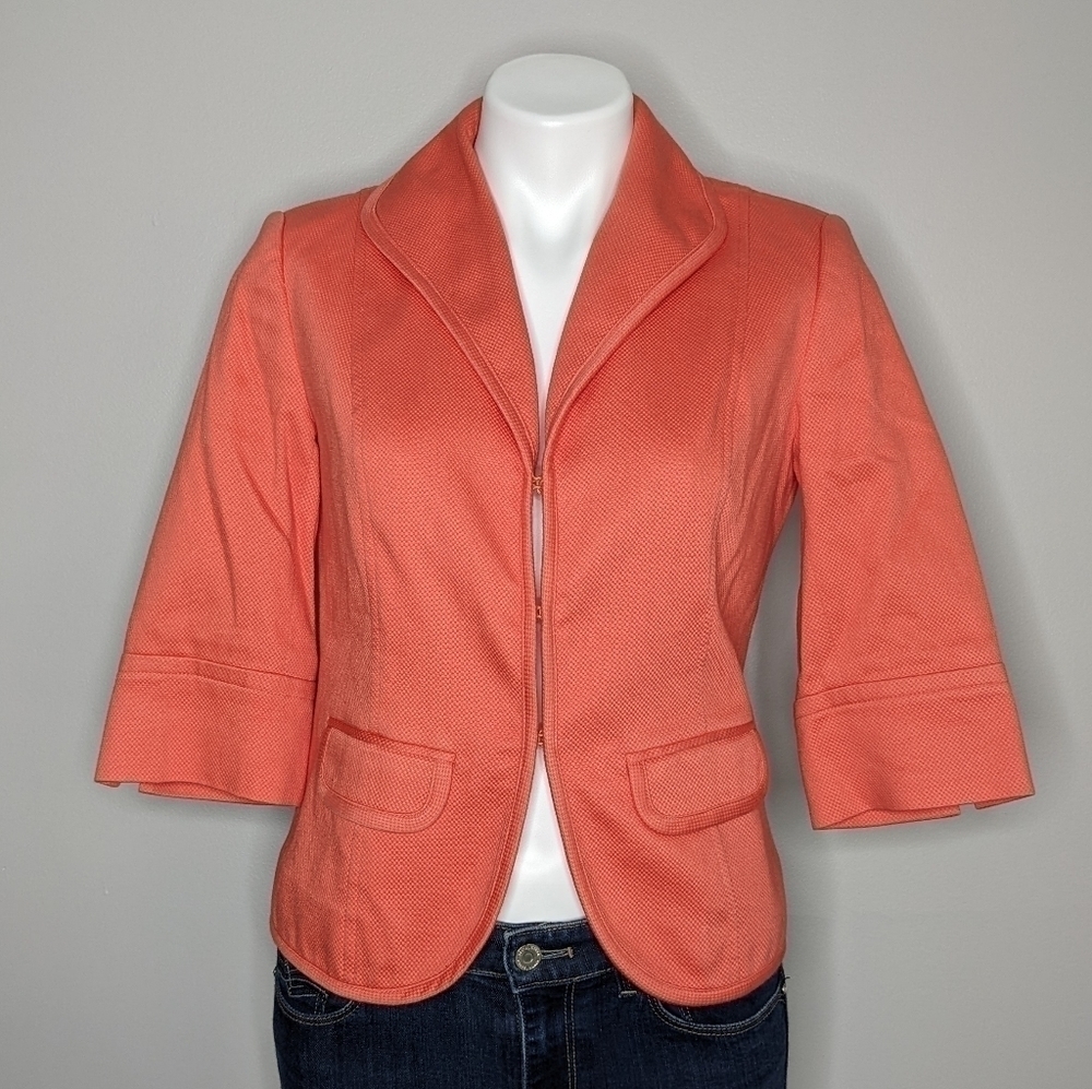 ✨3/$15 Kate Hill salmon peach professional blazer 4